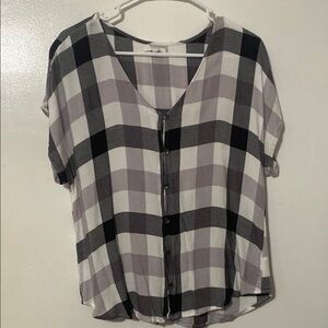 Maurice’s Plaid Button-Up Women's Top - Black and White Size M
